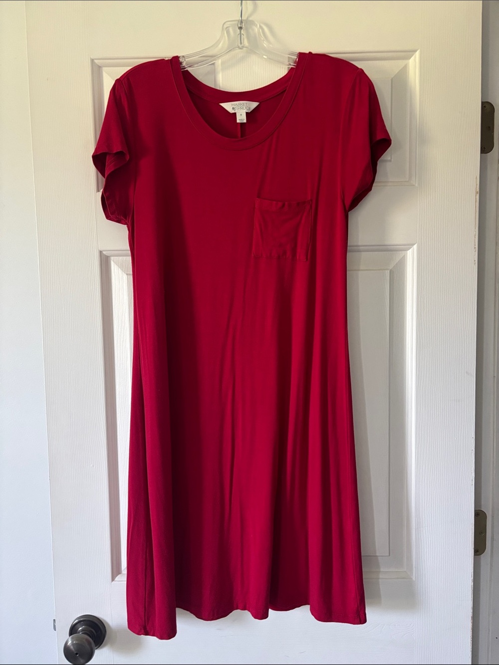 Everyday Red Pocket Swing Dress